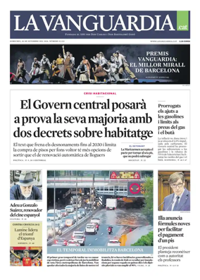 Cover of La Vanguardia (Catala)