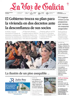Cover of La Voz de Galicia (Santiago)