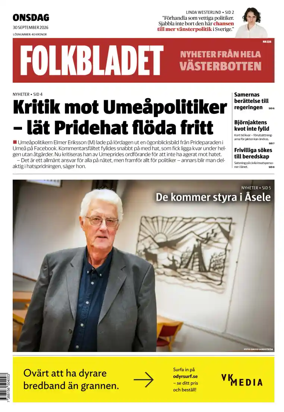 Cover of Folkbladet Vasterbotten