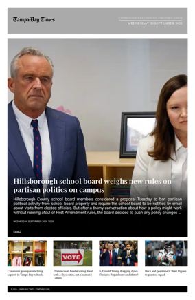 Cover of Tampa Bay Times TFP