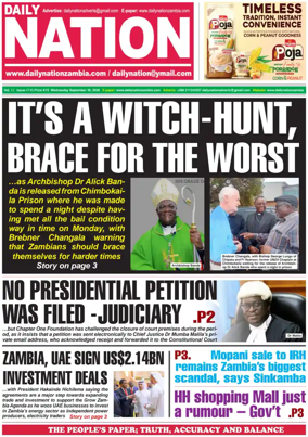 Cover of Daily Nation Newspaper