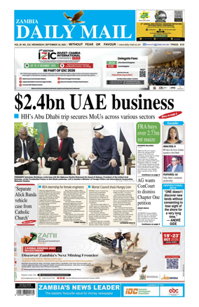 Cover of Zambia Daily Mail