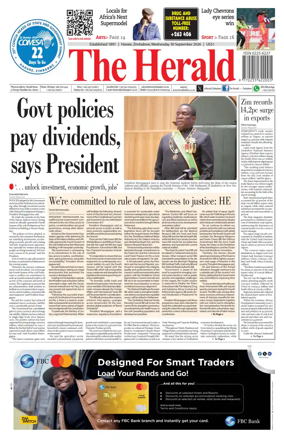 Cover of The Herald (Zimbabwe)