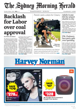 Cover of The Sydney Morning Herald