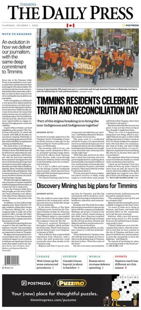 Cover of The Daily Press (Timmins)