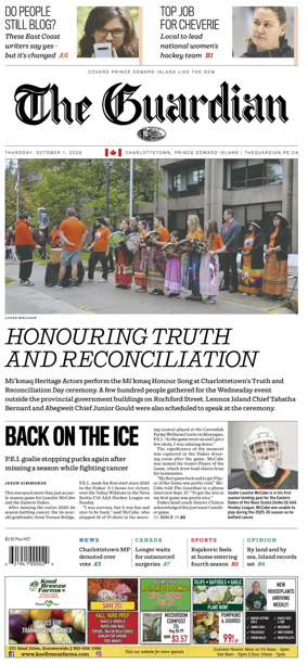 Cover of The Guardian (Charlottetown)