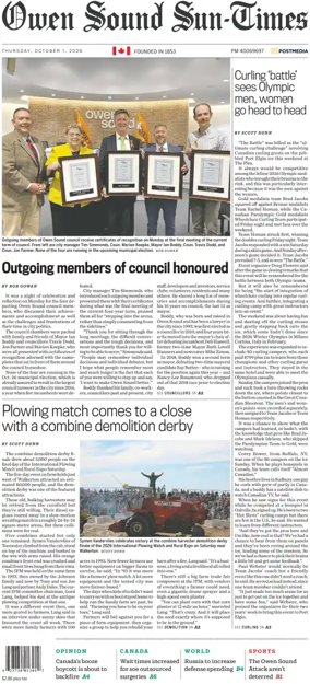 Cover of The Sun Times (Owen Sound)
