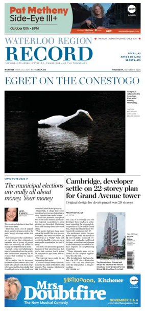 Cover of Waterloo Region Record