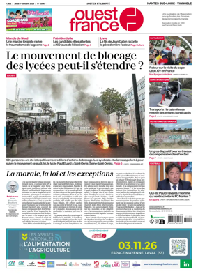 Cover of Ouest France (Nantes / Sud-Loire / Vignoble)