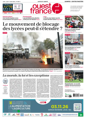 Cover of Ouest-France (Quimper Centre-Finistere)