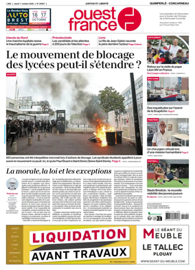 Cover of Ouest-France (Quimperle Concarneau)