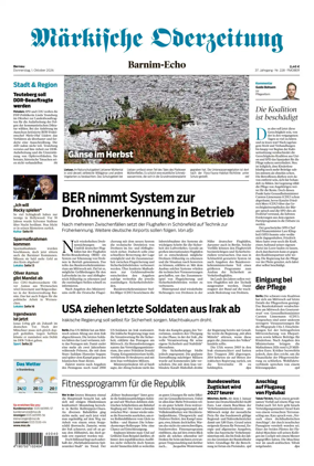 Cover of Markische Oderzeitung Bernau