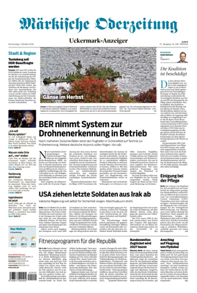 Cover of Markische Oderzeitung Uckermarkanzeiger