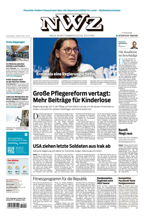 Cover of NWZ – Neue Wurttembergische Zeitung
