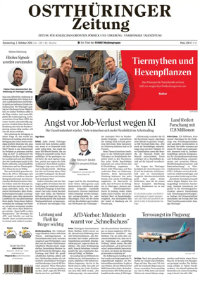 Cover of Ostthuringer Zeitung (Posneck)