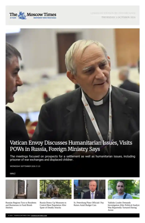 Cover of The Moscow Times - English