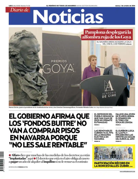 Cover of Diario de Noticias (Spain)