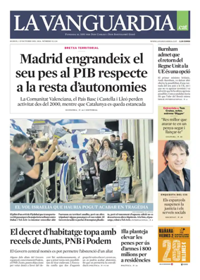 Cover of La Vanguardia (Catala)