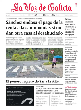Cover of La Voz de Galicia (Santiago)