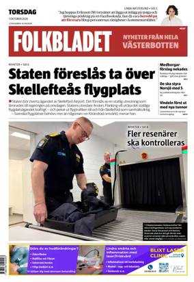 Cover of Folkbladet Vasterbotten