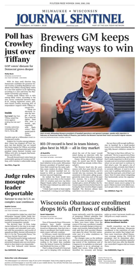 Cover of Milwaukee Journal Sentinel