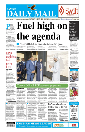 Cover of Zambia Daily Mail