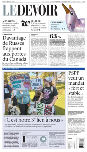 Cover of Le Devoir