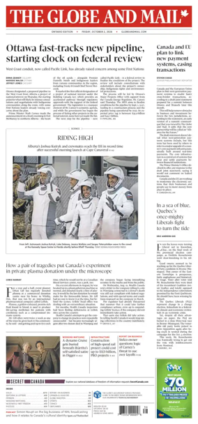 Cover of The Globe and Mail (Ontario Edition)