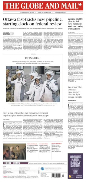 Cover of The Globe and Mail (Ottawa/Quebec Edition)