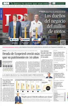 Cover of La Republica (Colombia)