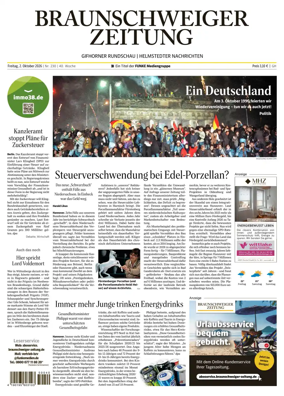 Cover of Braunschweiger Zeitung (Helmstedter Nachrichten)