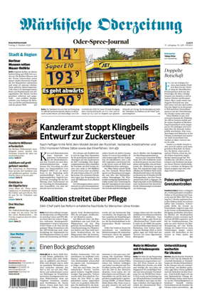 Cover of Markische Oderzeitung Eisenhuttenstadt