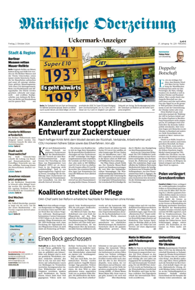 Cover of Markische Oderzeitung Uckermarkanzeiger