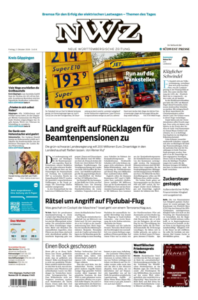 Cover of NWZ – Neue Wurttembergische Zeitung