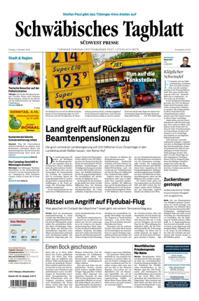 Cover of Schwabisches Tagblatt - Tubinger Chronik