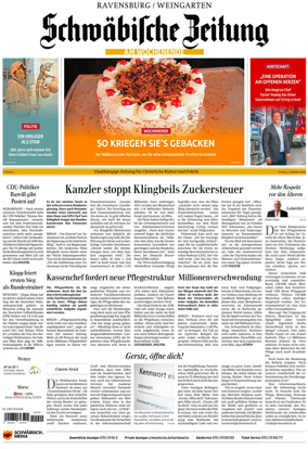 Cover of Schwabische Zeitung (Ravensburg / Weingarten)
