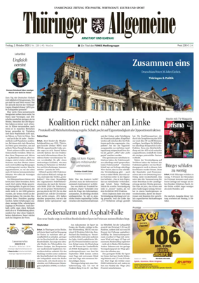Cover of Thuringer Allgemeine (Arnstadt und Ilmenauz)
