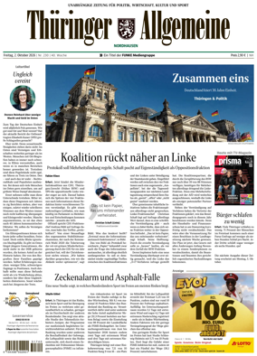 Cover of Thuringer Allgemeine (Nordhausen)