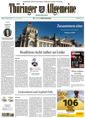 Cover of Thuringer Allgemeine (Weimar)