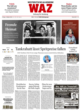 Cover of Westdeutsche Allgemeine Zeitung (Duisburg)