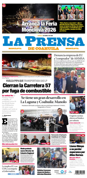 Cover of La Prensa de Coahuila