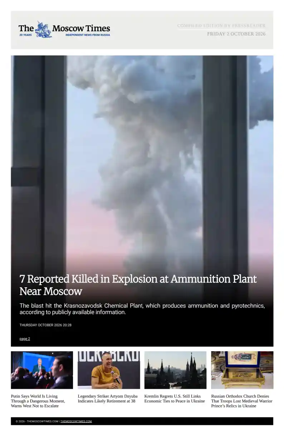Cover of The Moscow Times - English