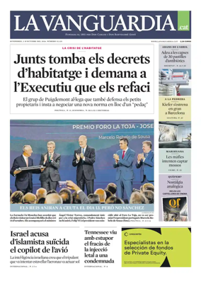 Cover of La Vanguardia (Catala)