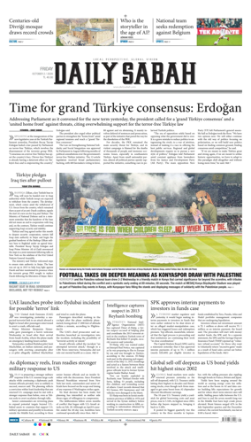 Cover of Daily Sabah (Turkey)