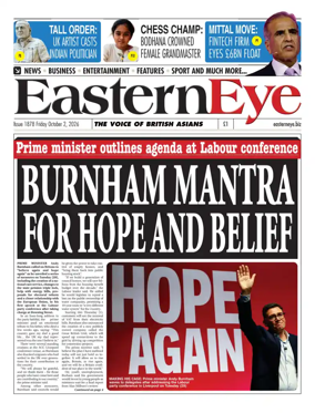 Cover of Eastern Eye (UK)