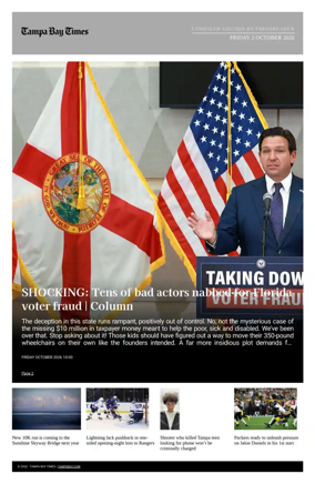 Cover of Tampa Bay Times TFP
