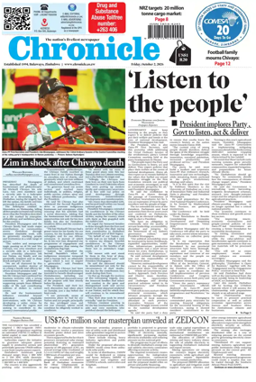 Cover of Chronicle (Zimbabwe)