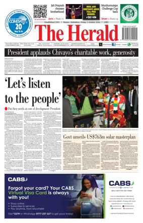 Cover of The Herald (Zimbabwe)