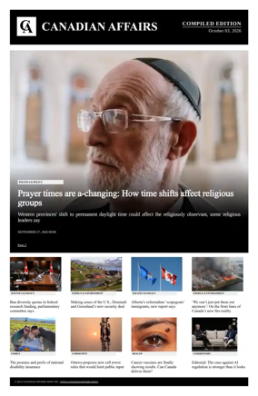 Cover of Canadian Affairs News Compiled Edition