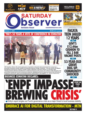 Cover of Saturday Observer (Eswatini)